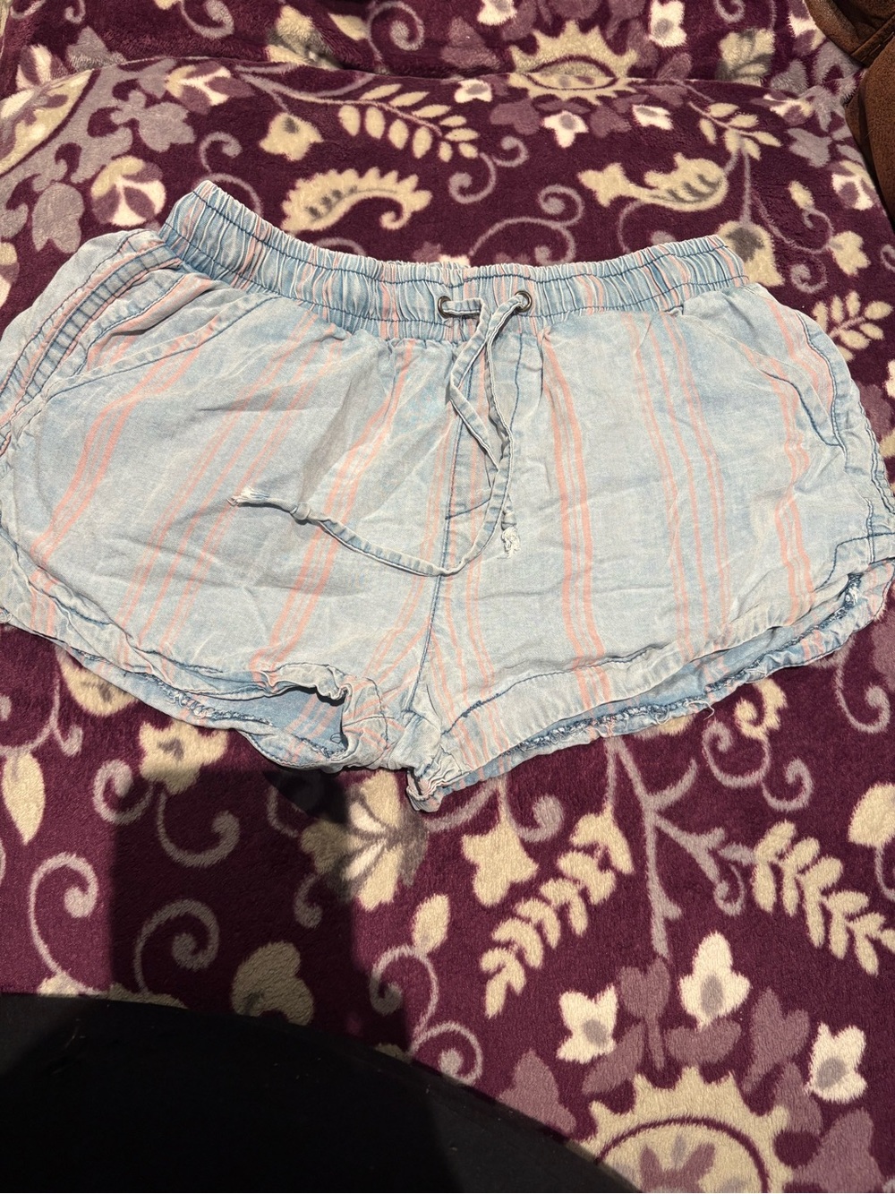 Vintage Havana Light Blue Shorts with Pink Stripes